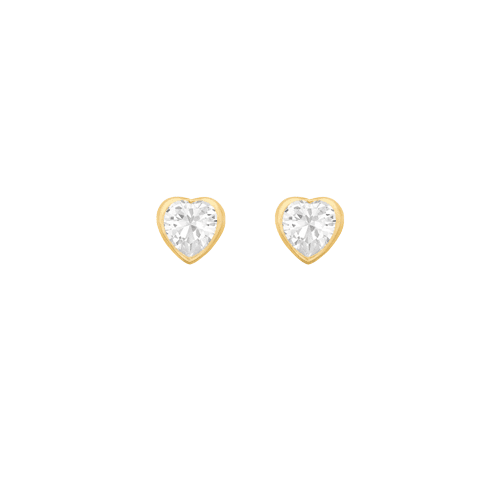 9ct Gold Heart Bezel Stud Earrings