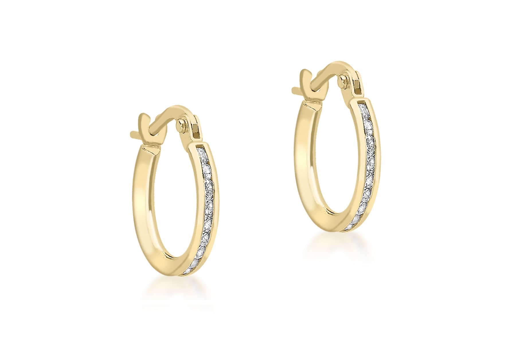9ct Gold CZ Band Hoop Earrings