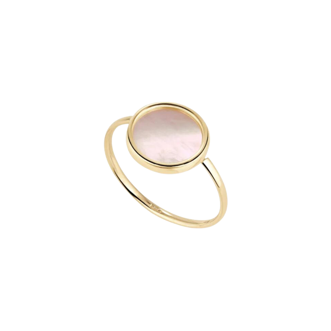 GOLD MOTHER OF PEARL DISC RING