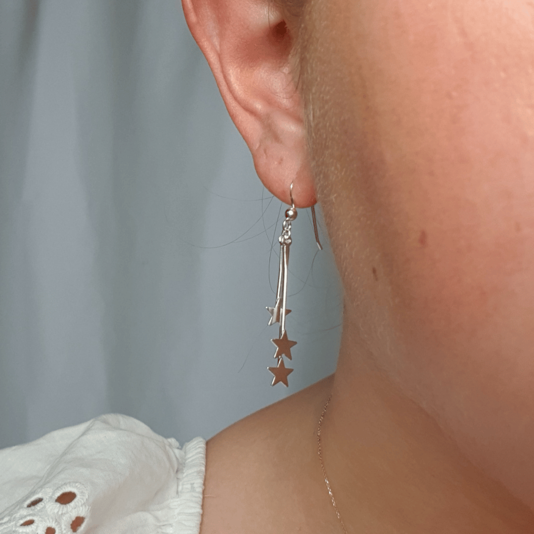 Silver Star Dangle Earrings