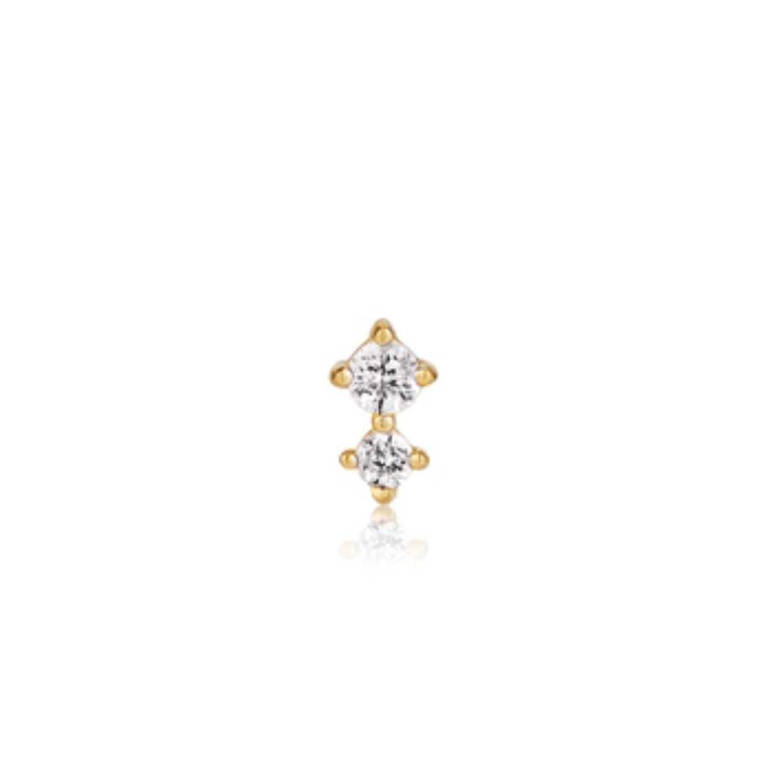 Gold Double Sparkle Barbell Single Earring