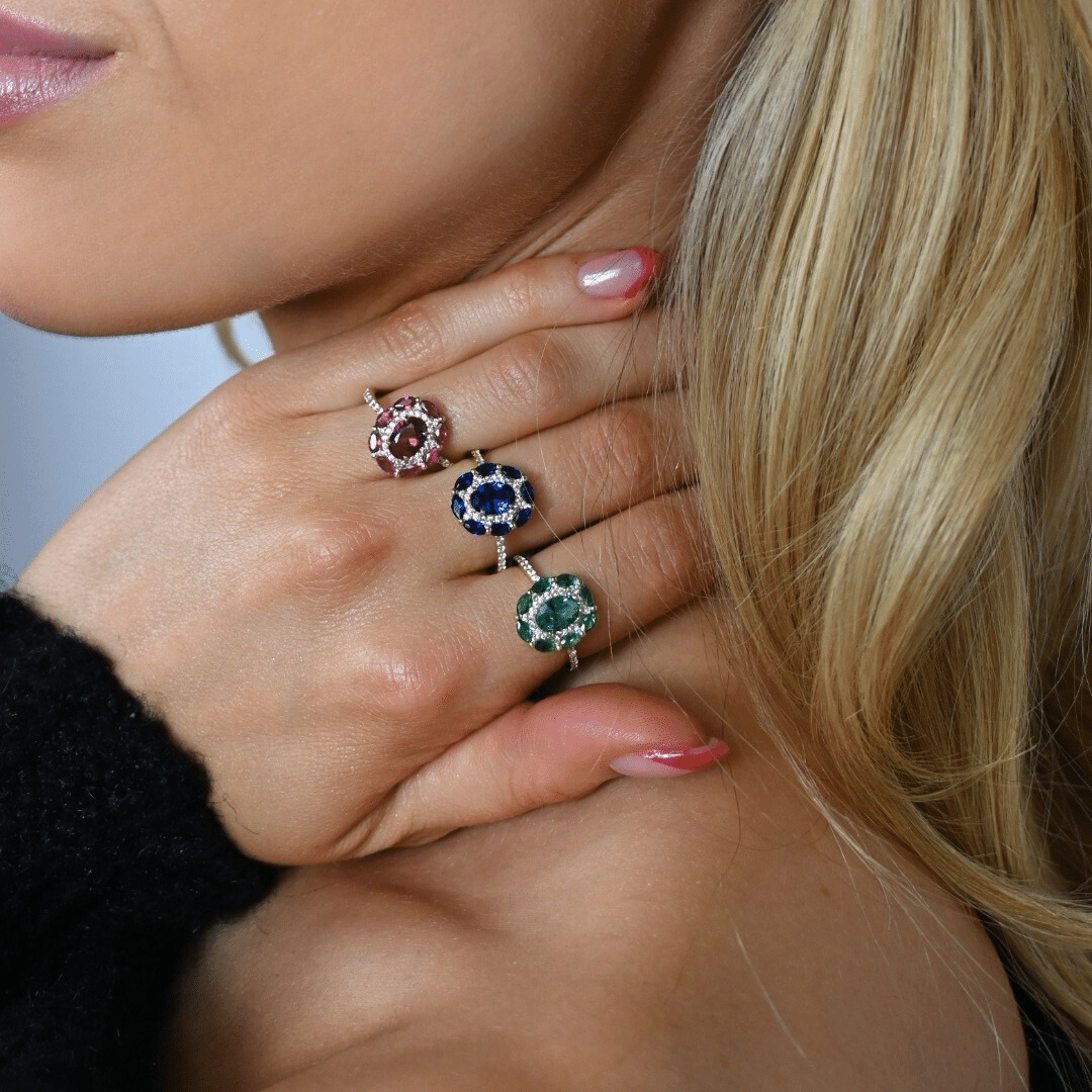 14k Floral Emerald Ring