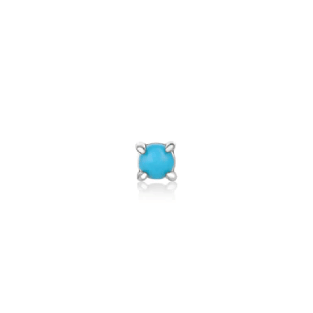 Silver Turquoise Cabochon Barbell Single Earring