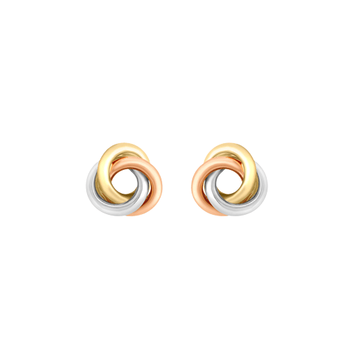 9ct Gold 3-Colour Knot Stud Earrings