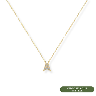 9ct CZ Gold Dainty Initial Necklace