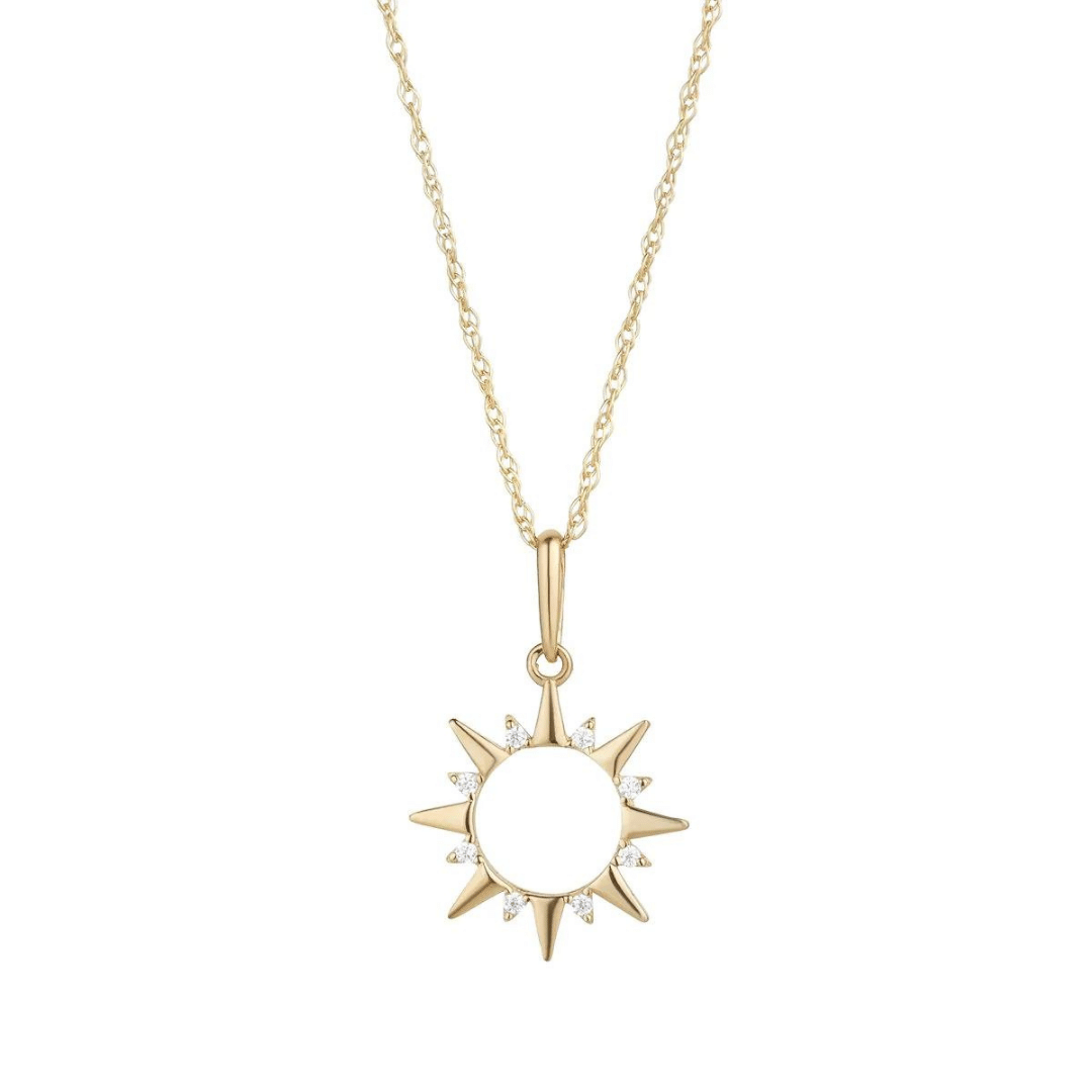 GOLD CUBIC ZIRCONIA OPEN SUN PENDANT
