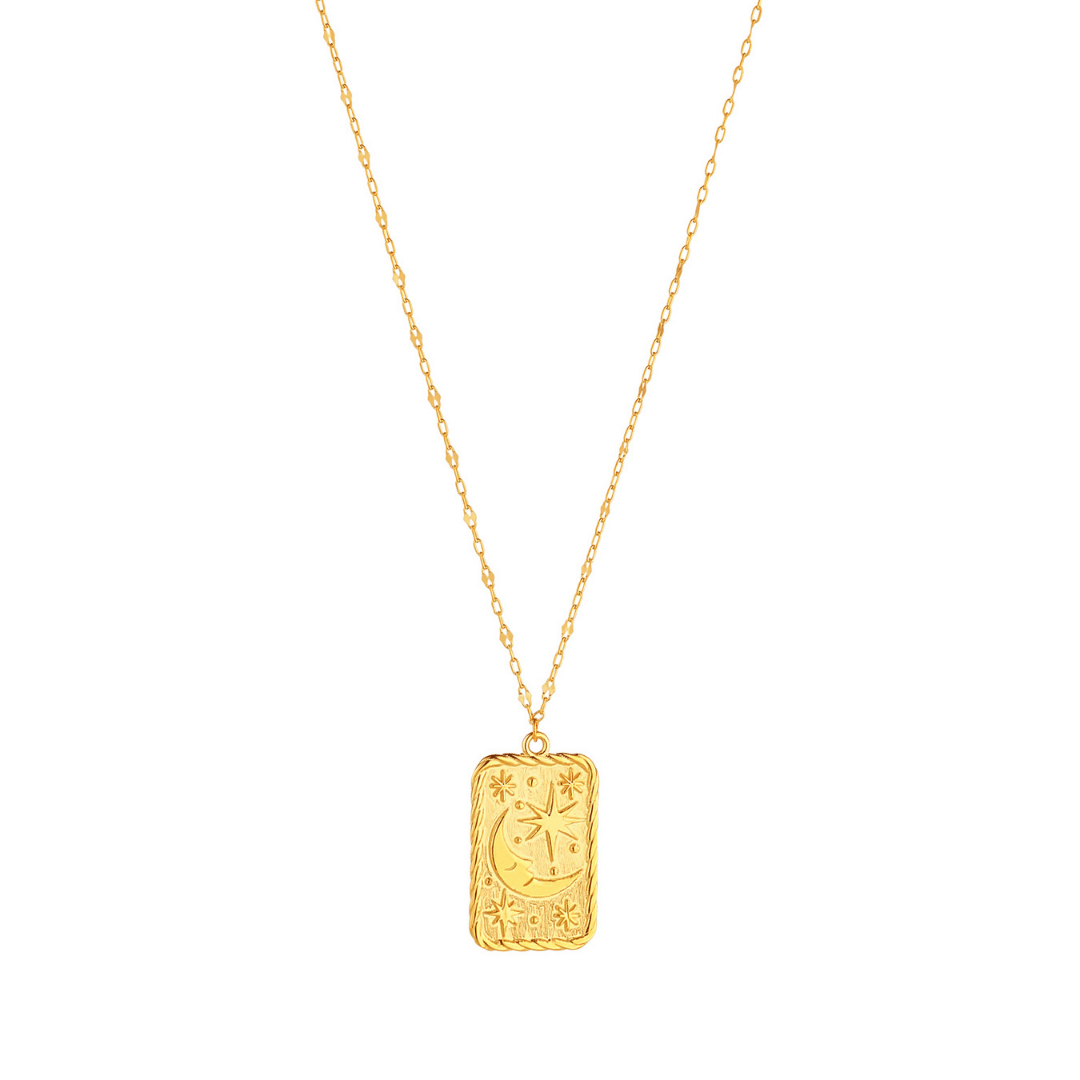 GOLD MOON AND STAR TAROT CARD PENDANT