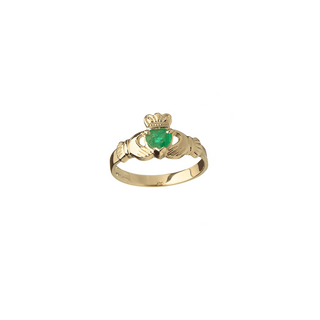 10ct Gold Green CZ Claddagh Ring