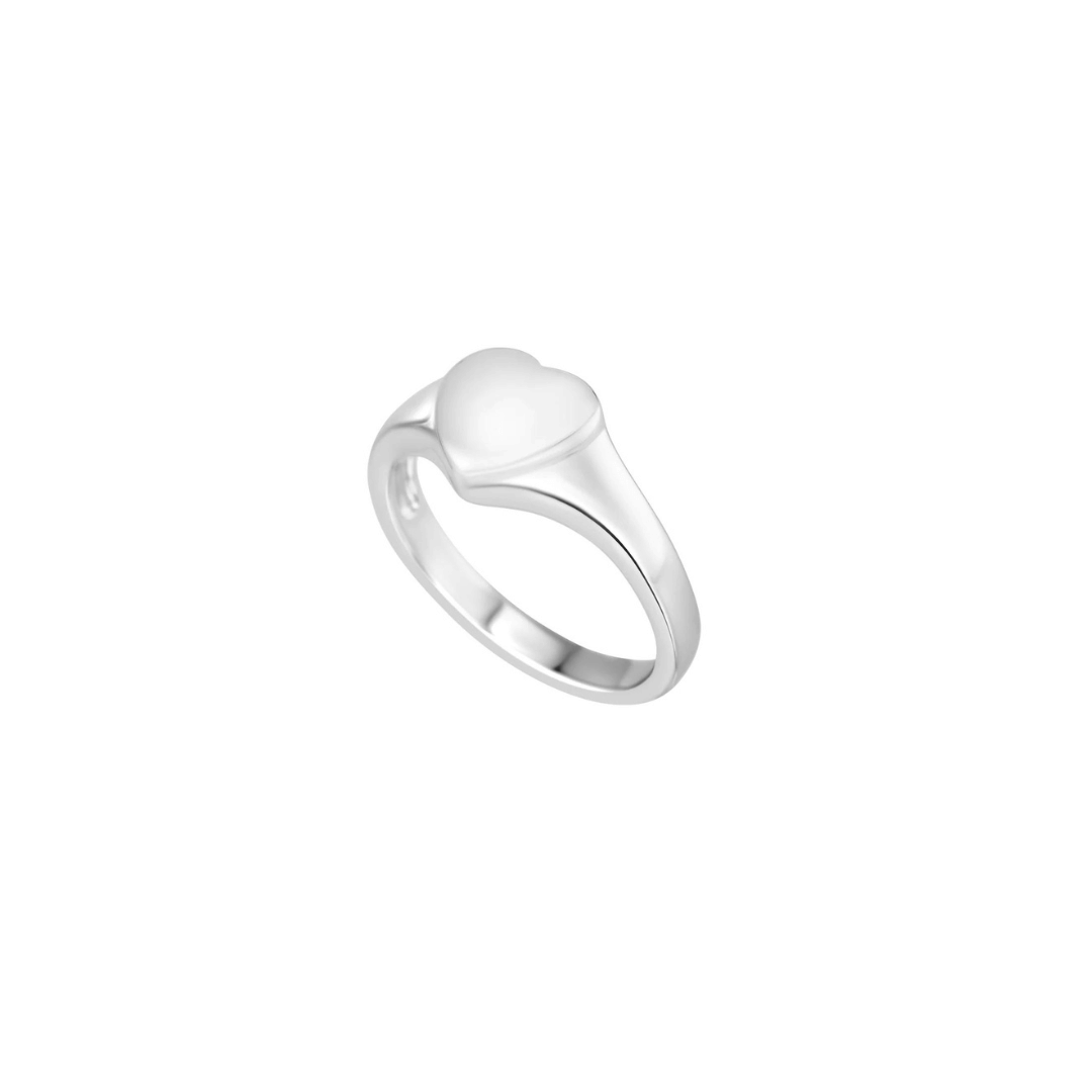 Silver Heart Signet Ring