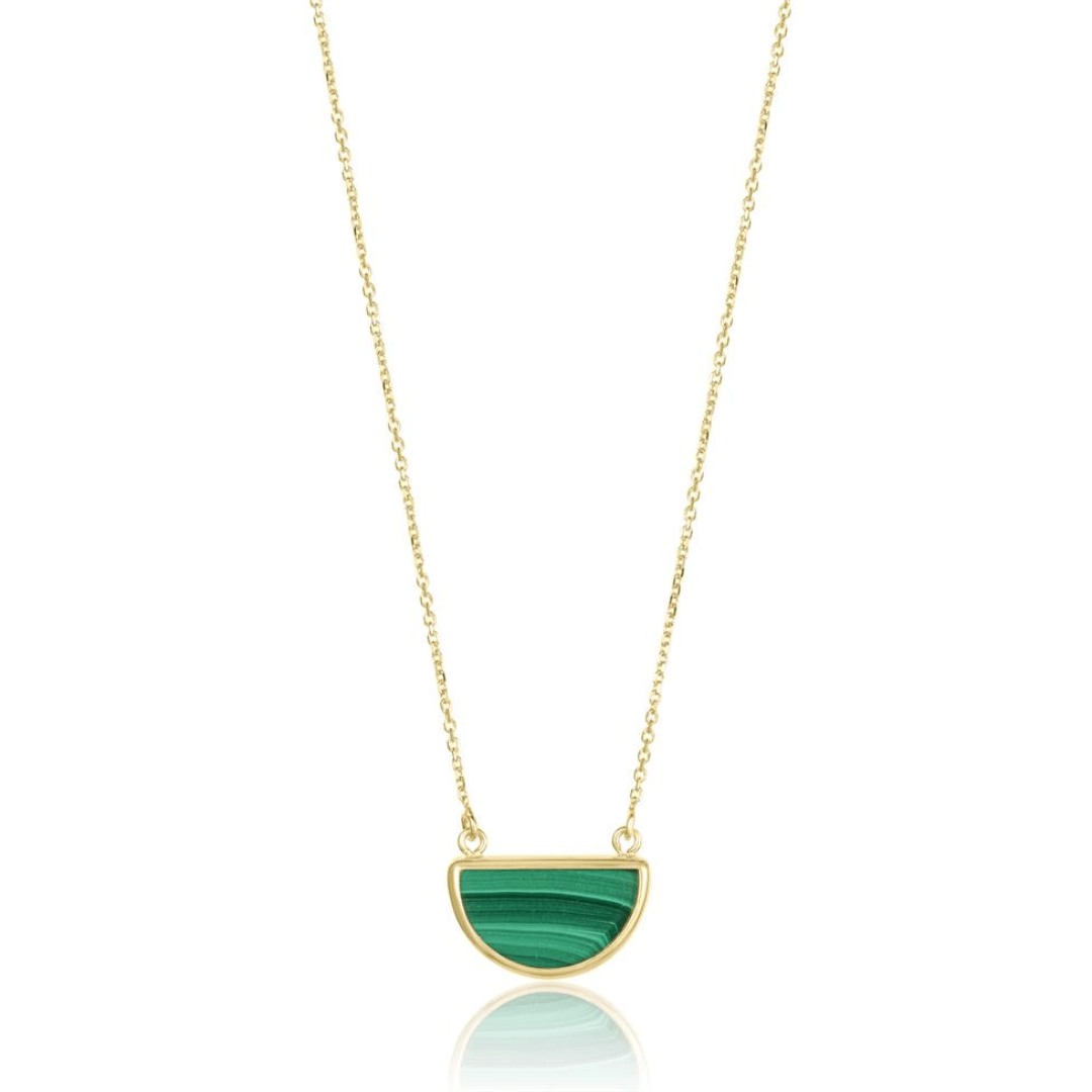 GOLD HALF MOON MALACHITE NECKLACE
