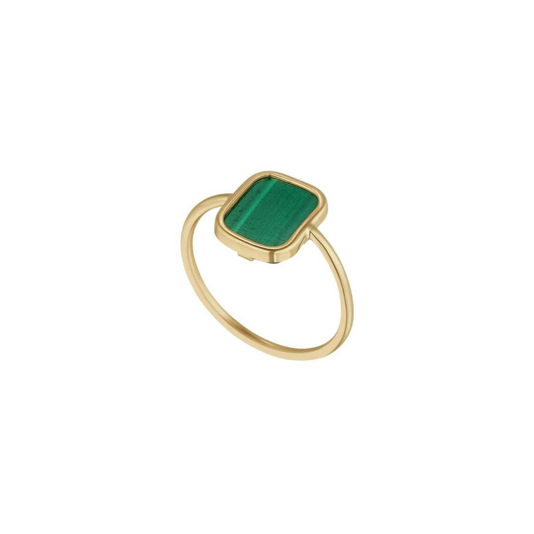 GOLD MALACHITE RECTANGLE RING
