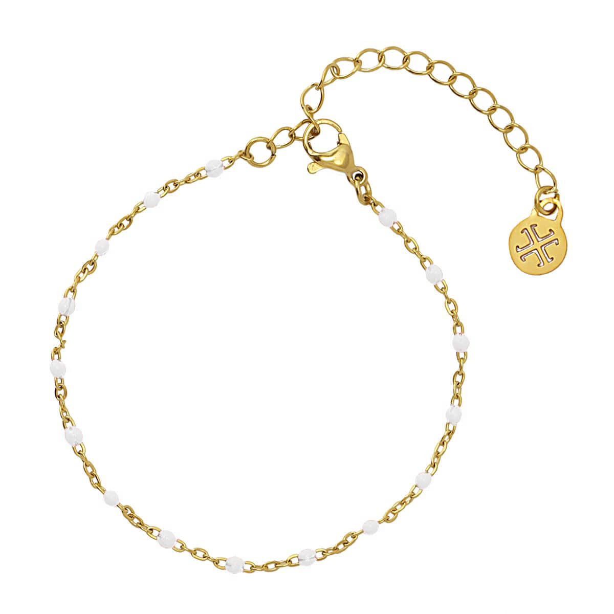 Gold Enamel Beaded Bracelet