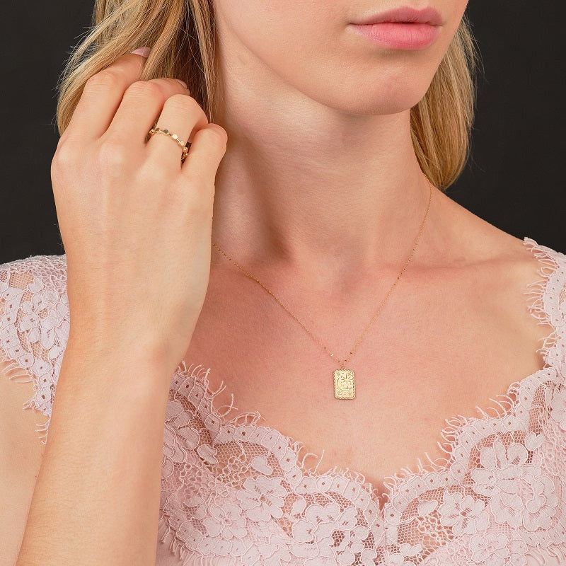 GOLD MOON AND STAR TAROT CARD PENDANT