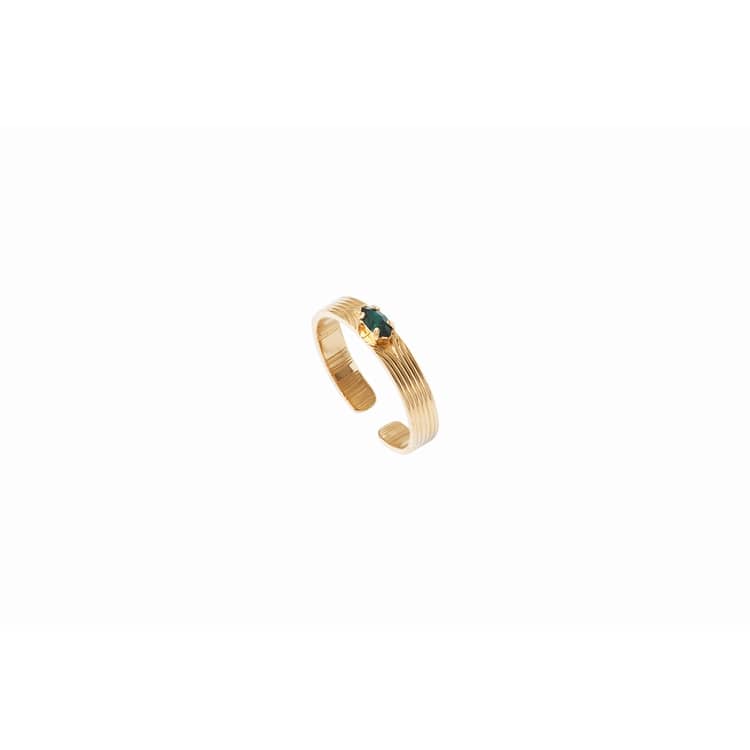 Caliste Gold Ring with Green Stone