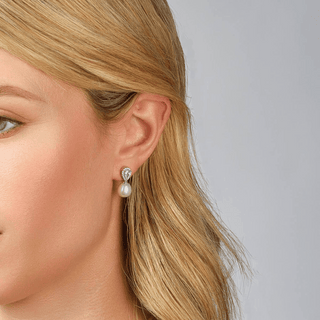 Silver Teardrop and Pearl Drop Earring