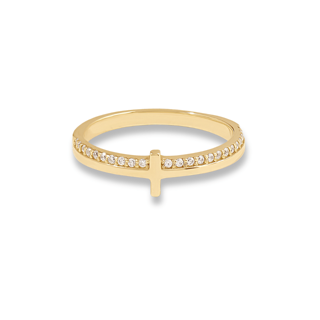 14k Petite Cross Ring