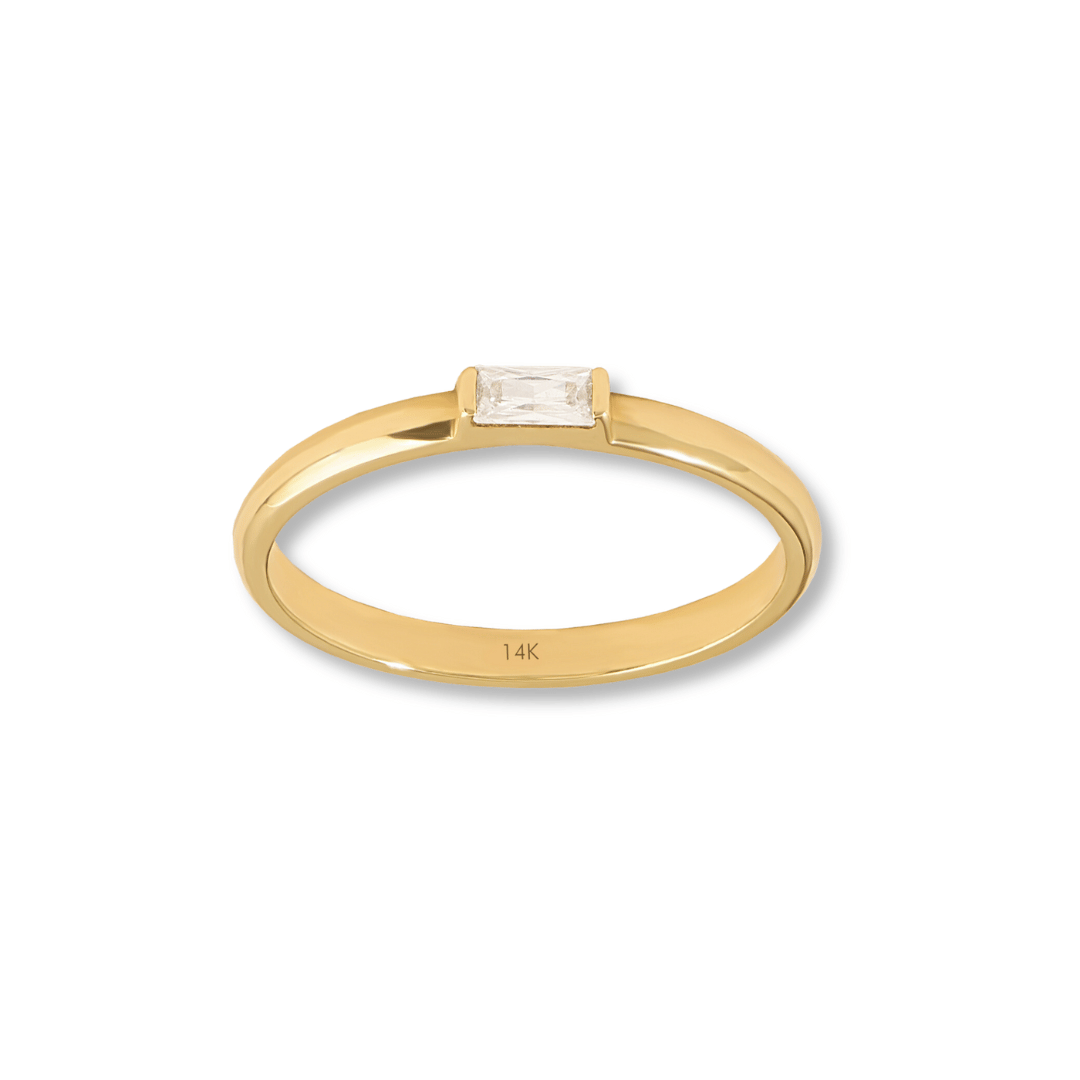 14k Solo Baguette Ring