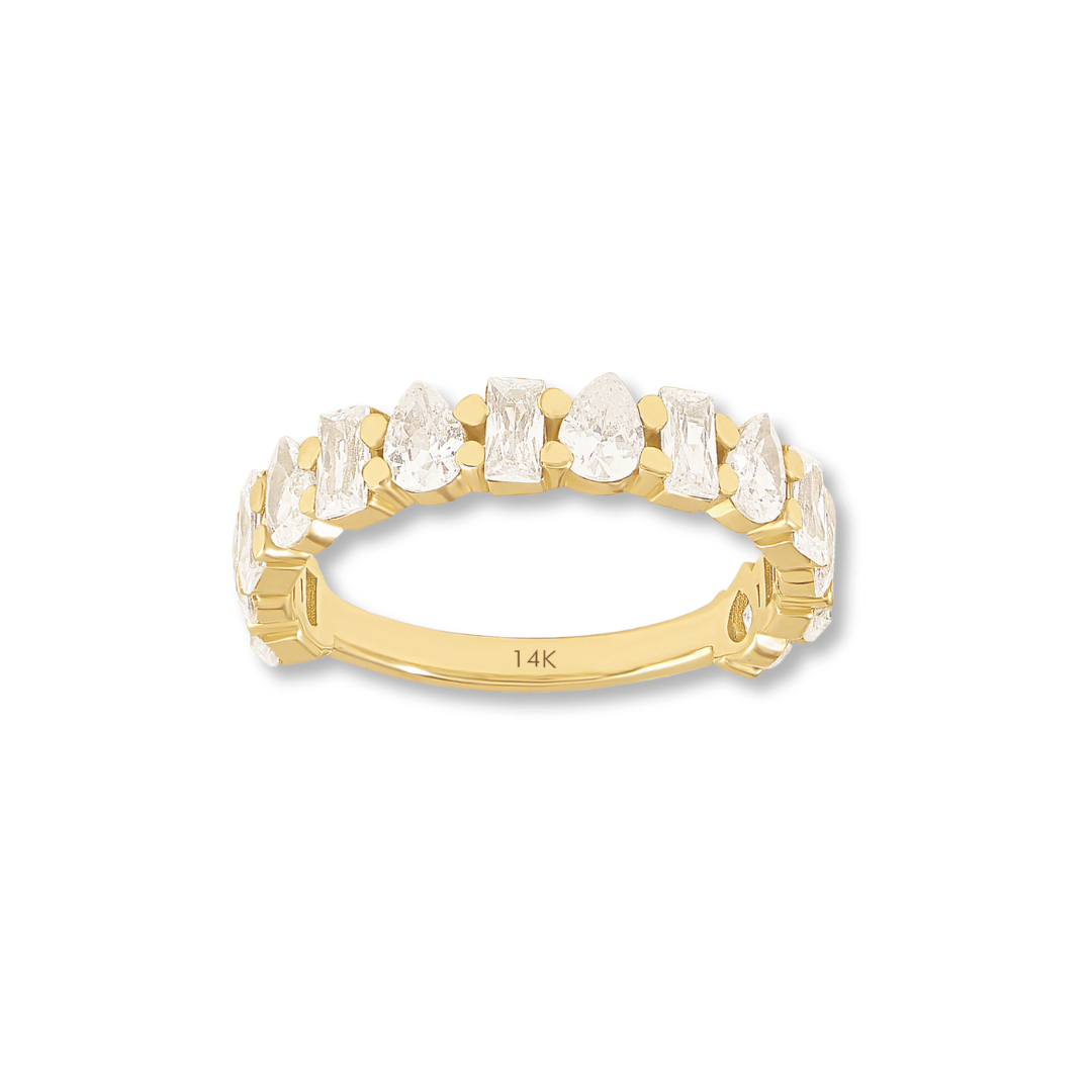 14k Pear Baguette Half Eternity Ring