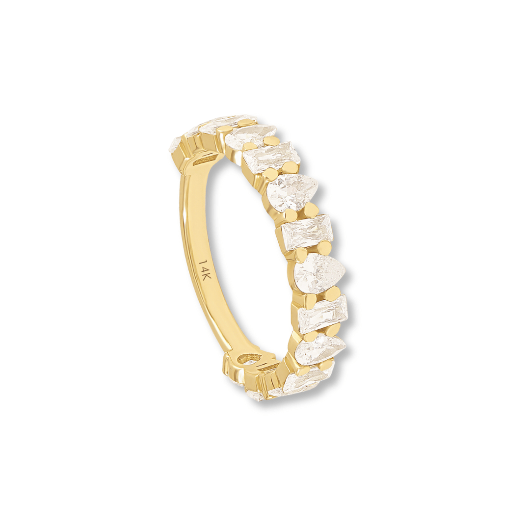 14k Pear Baguette Half Eternity Ring