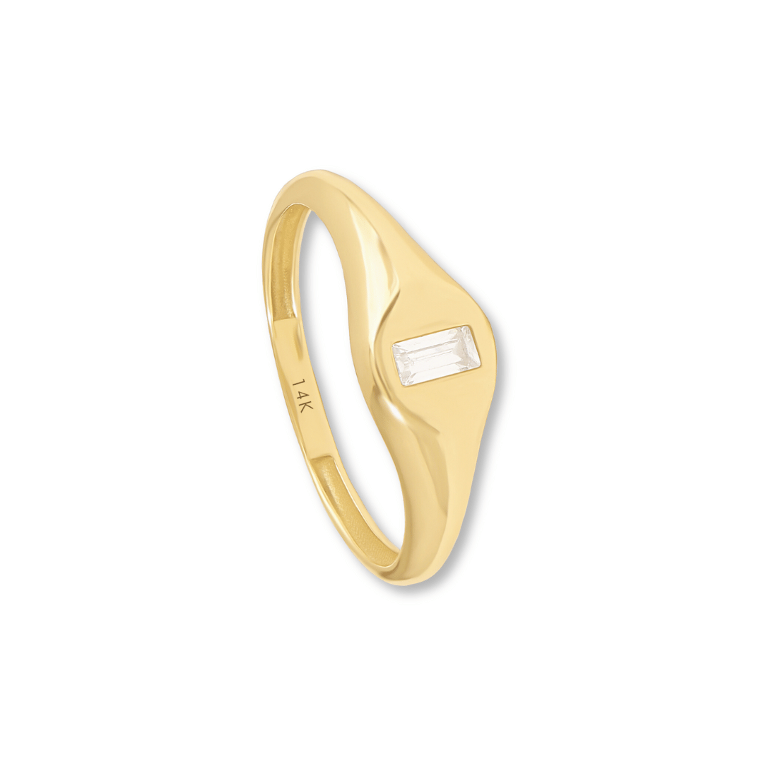 14k Baguette Signet Ring