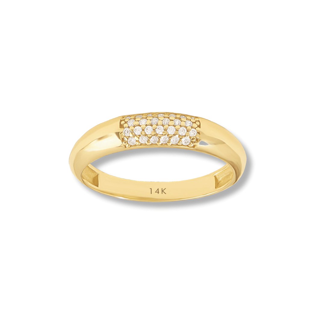 14k Minimal Pave Dome Ring