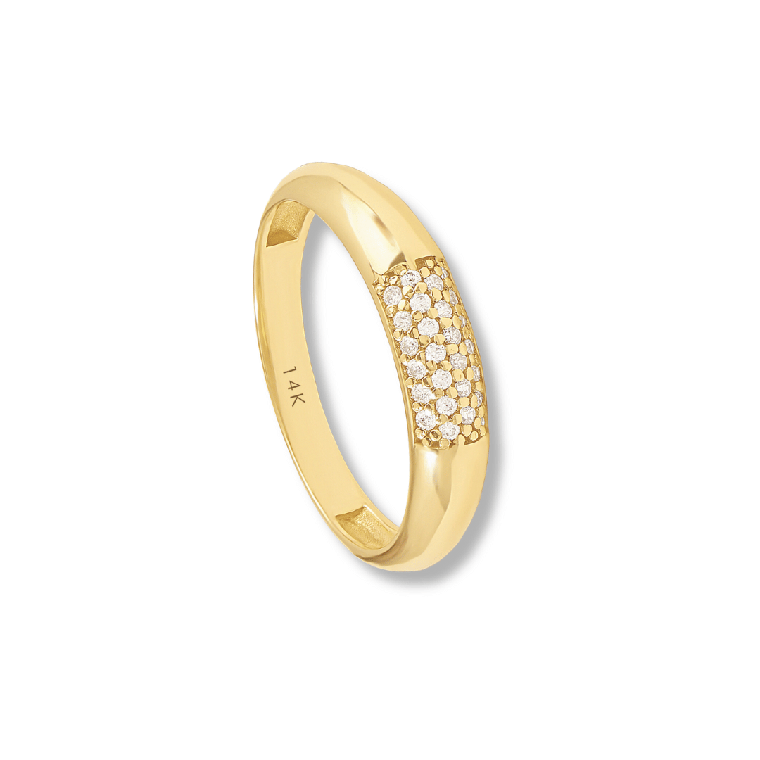 14k Minimal Pave Dome Ring
