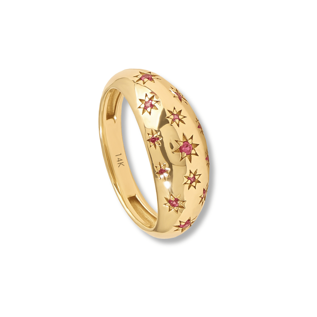 14k Dome Starry Ruby Ring