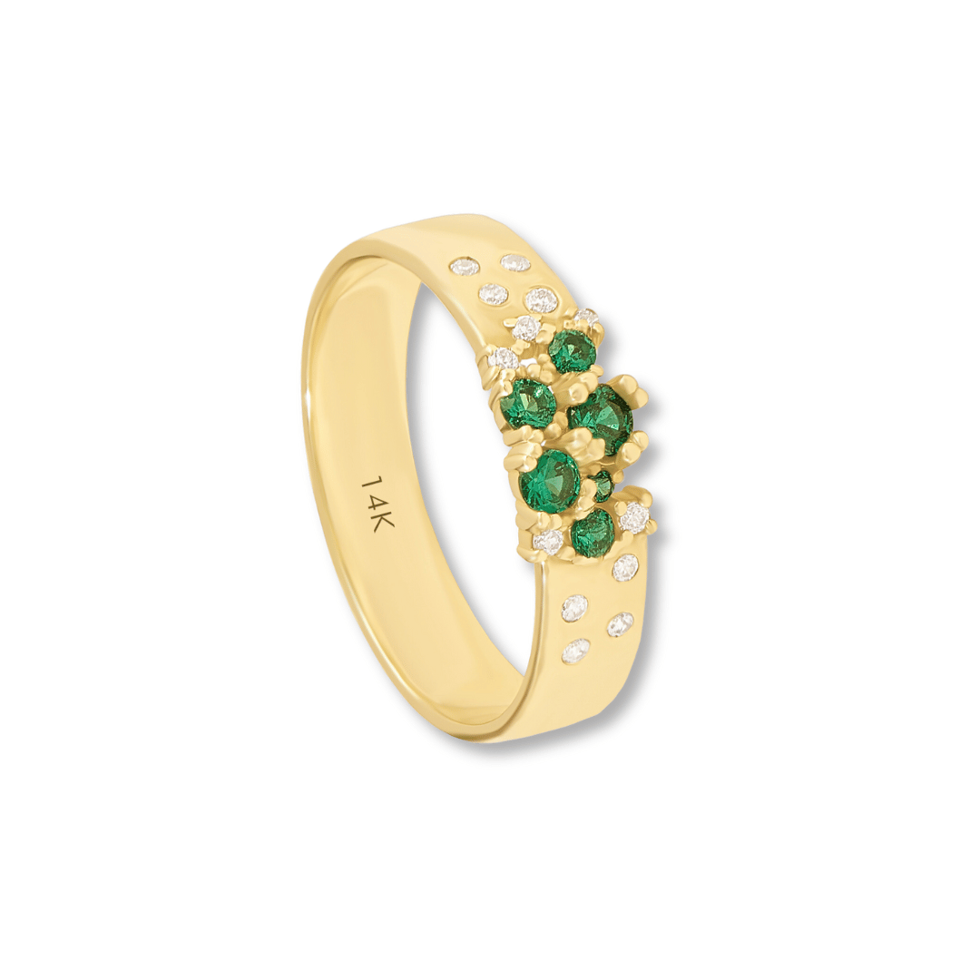 14k Emerald Cluster Band Ring