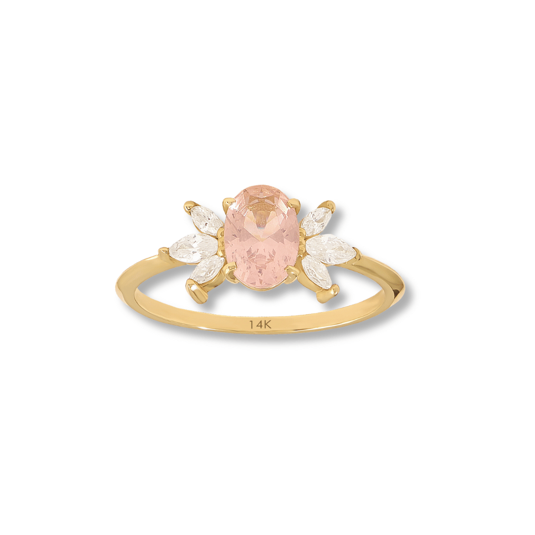 14k Champagne Sapphire Flower Ring