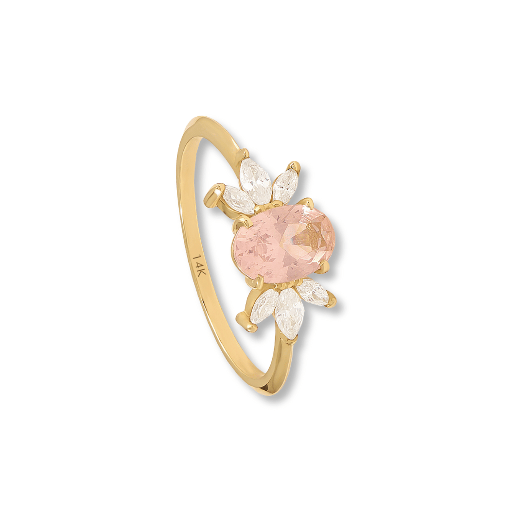 14k Champagne Sapphire Flower Ring