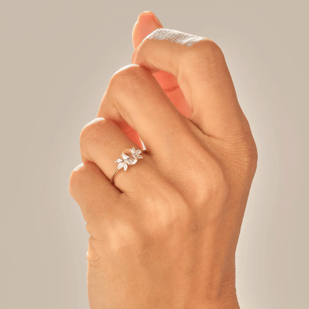 14k Champagne Sapphire Flower Ring