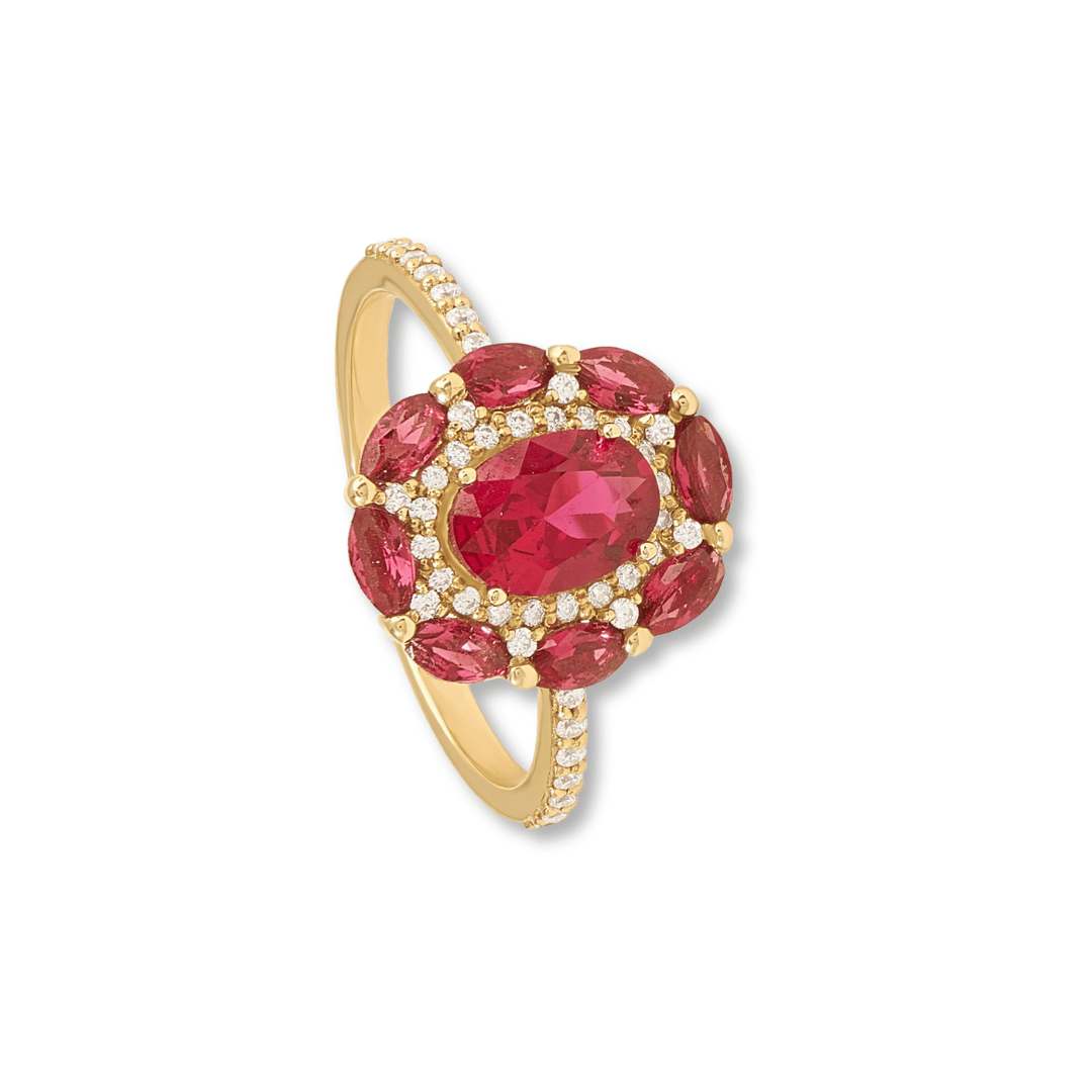 14k Floral Ruby Ring