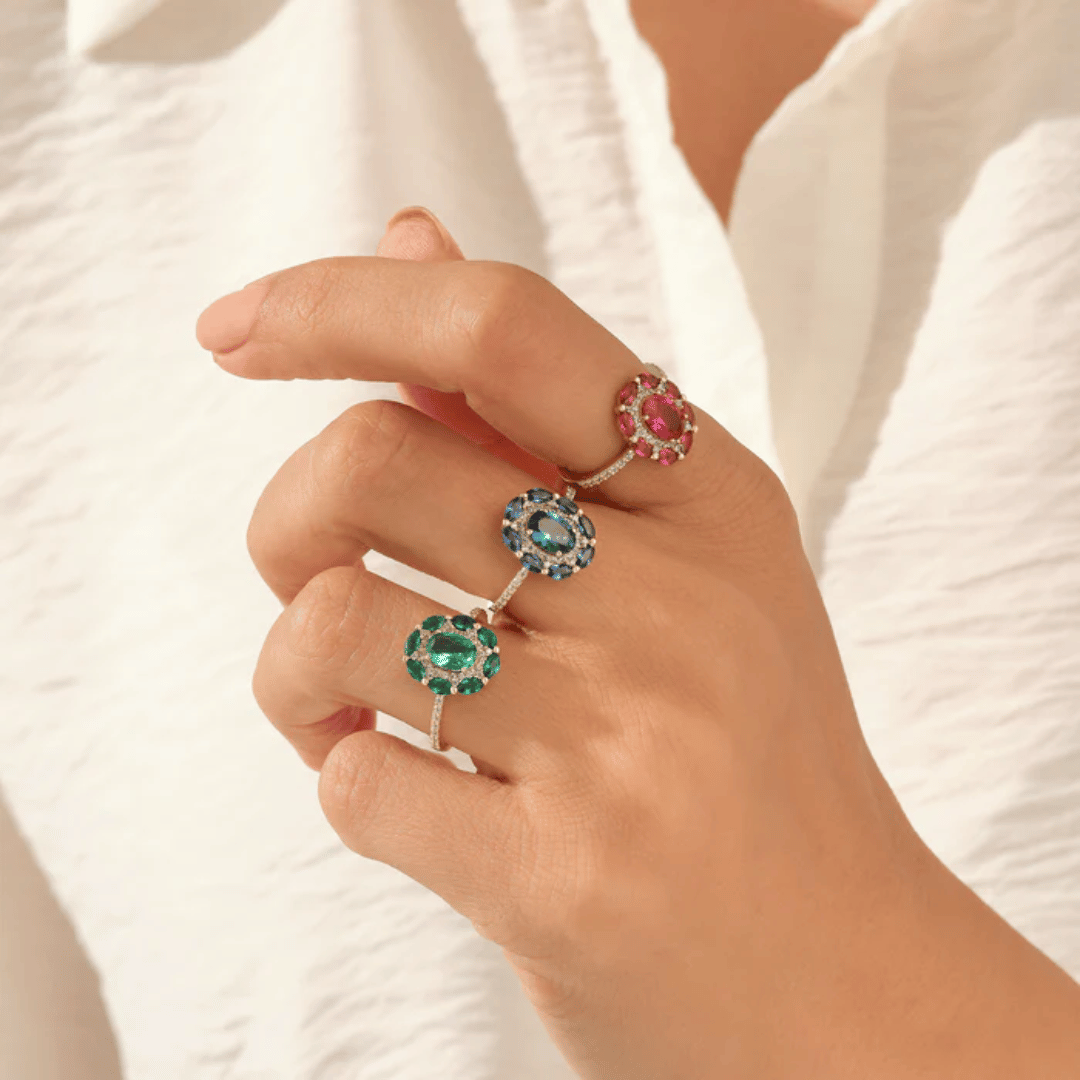 14k Floral Emerald Ring