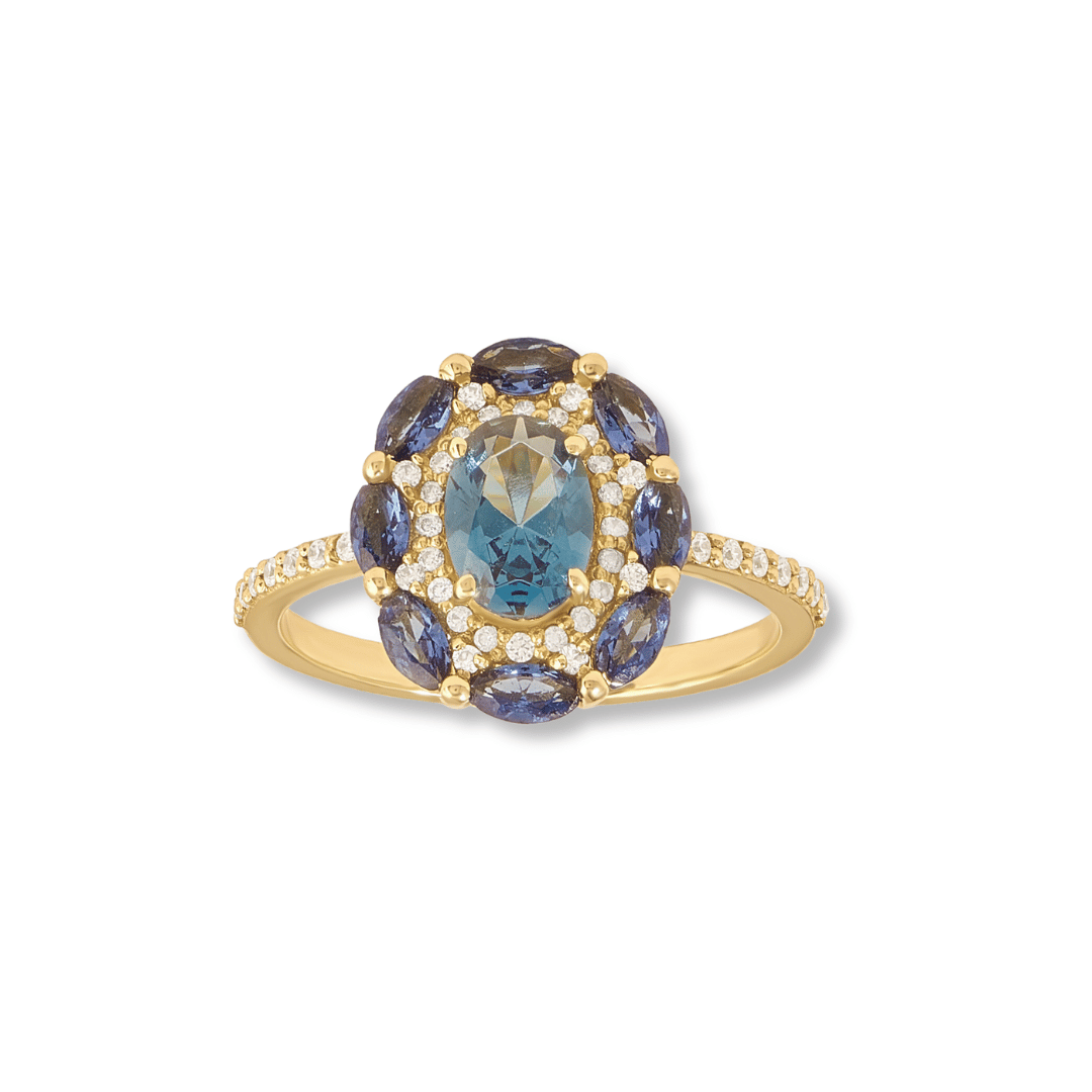 14k Floral Sapphire Ring
