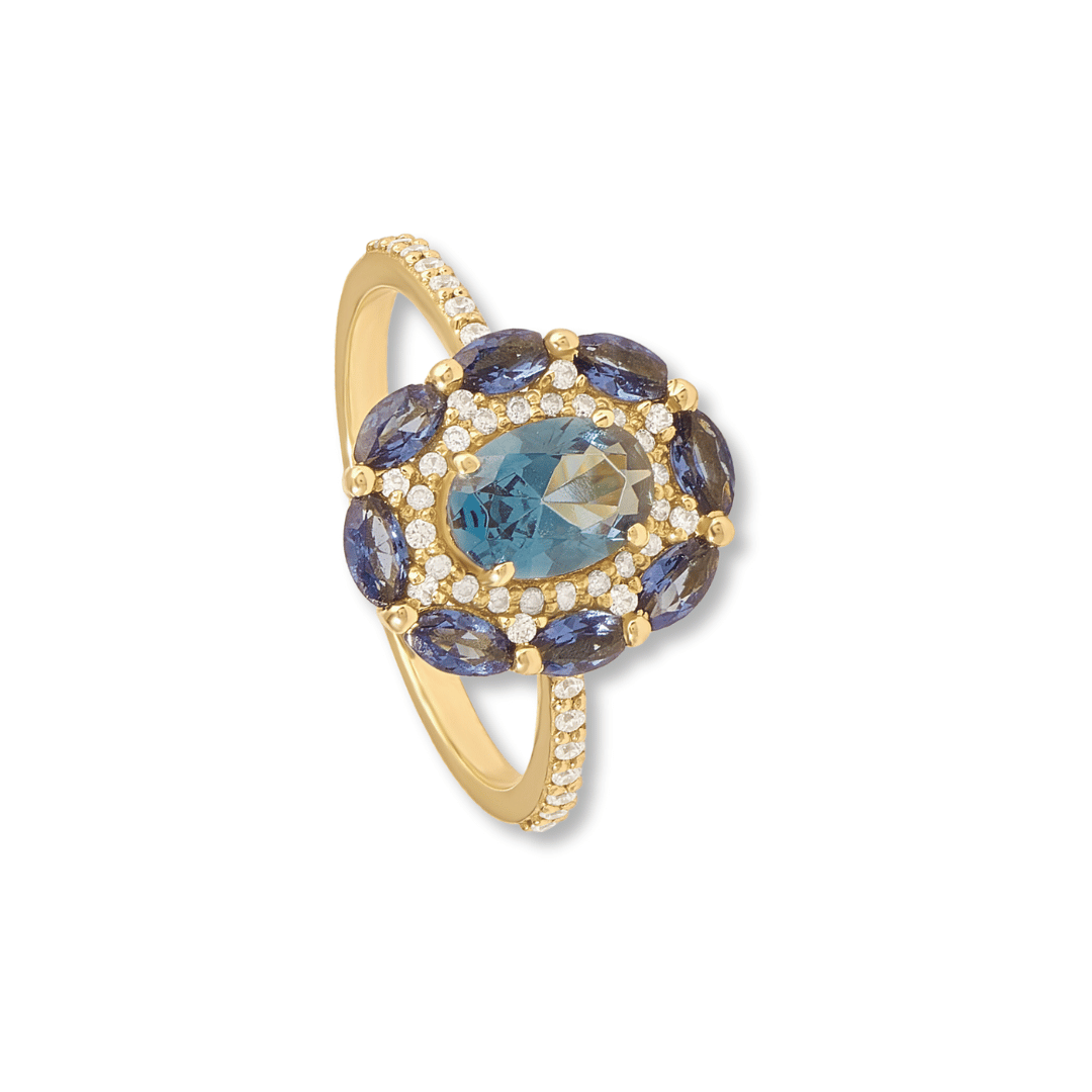 14k Floral Sapphire Ring