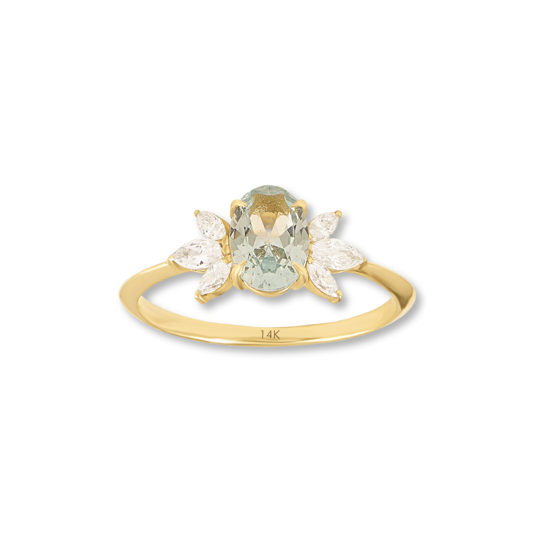 14k Aquamarine Flower Ring