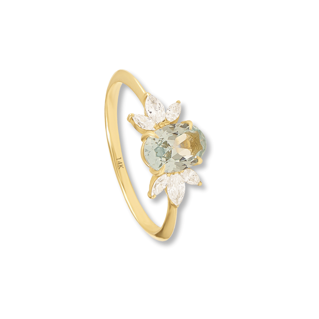 14k Aquamarine Flower Ring