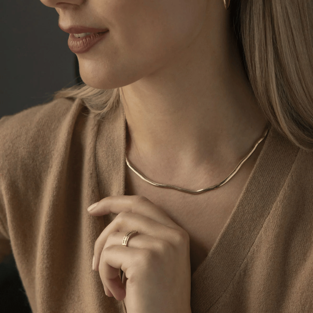 9ct Gold Flat Omega Necklace