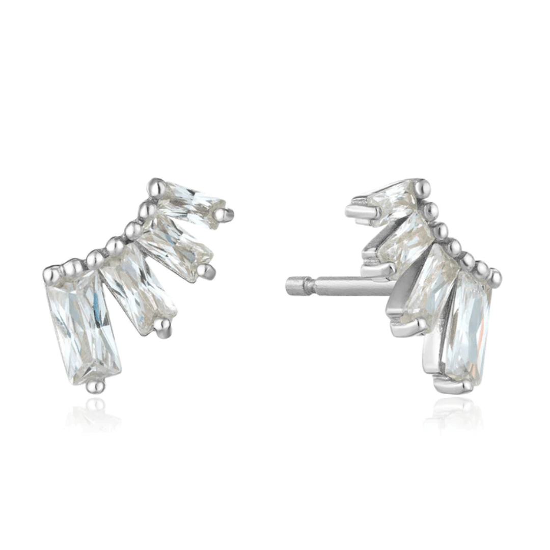 Silver Glow Bar Stud Earrings