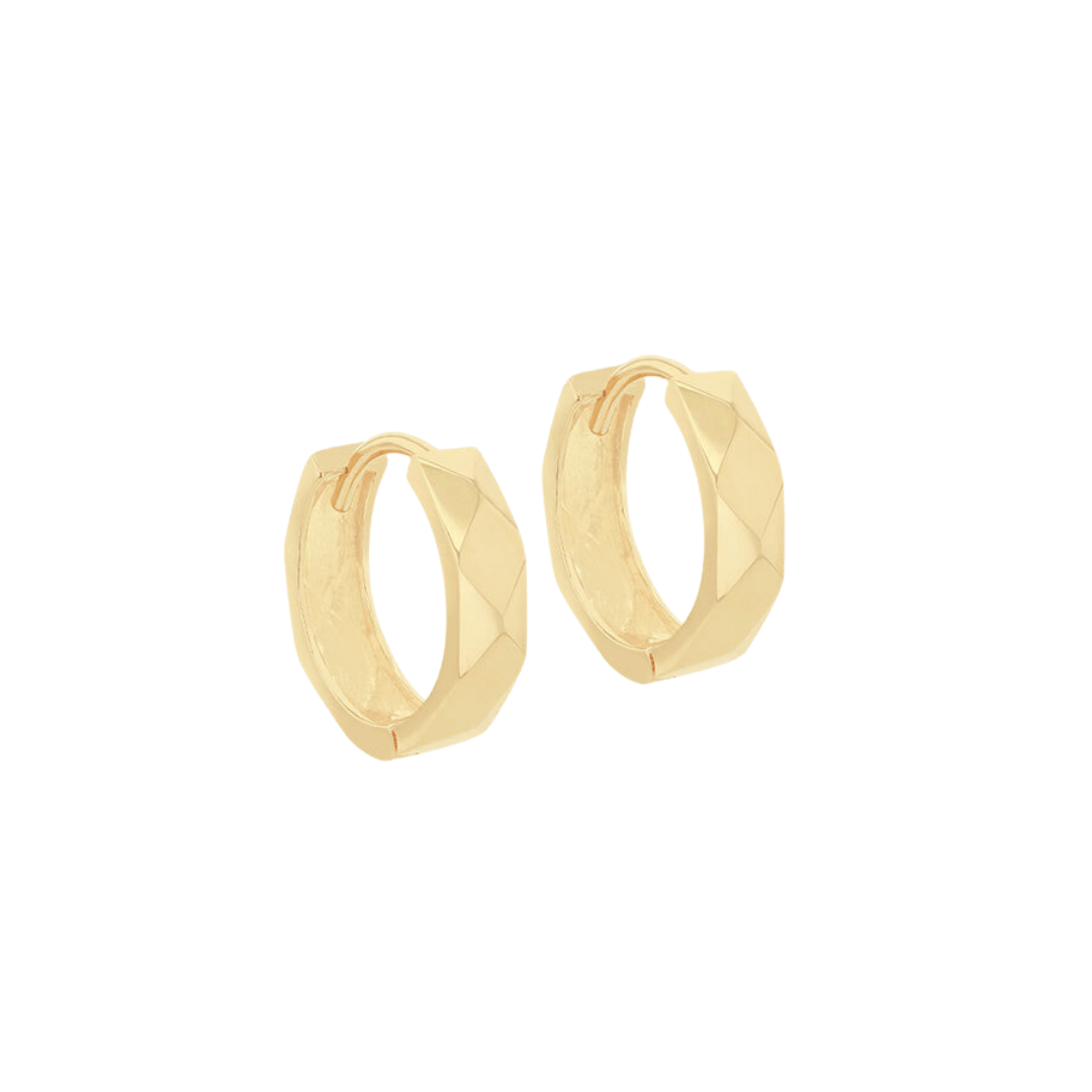 9ct Diamond Cut Round Hoops