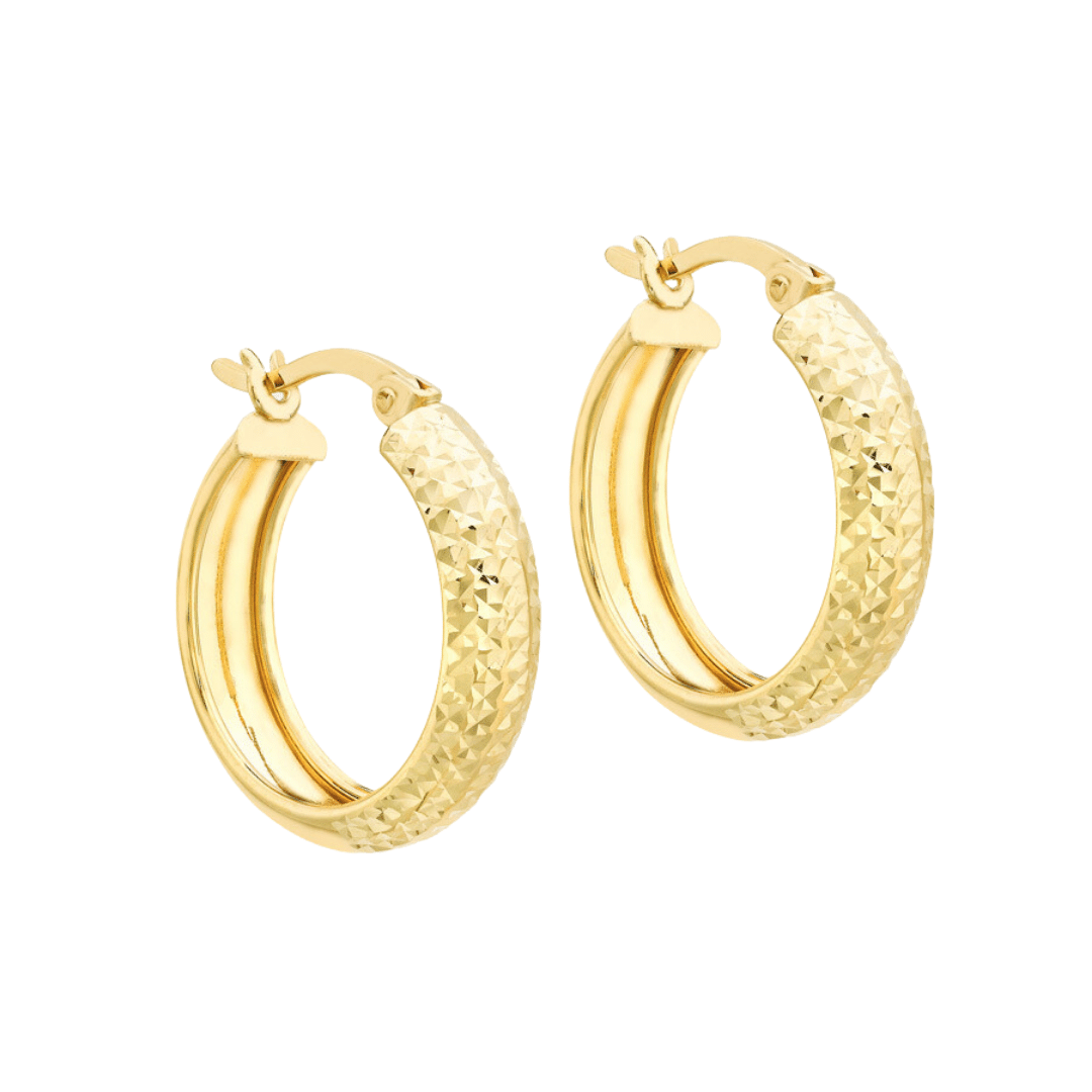 9ct Sparkle Diamond Cut Hoops