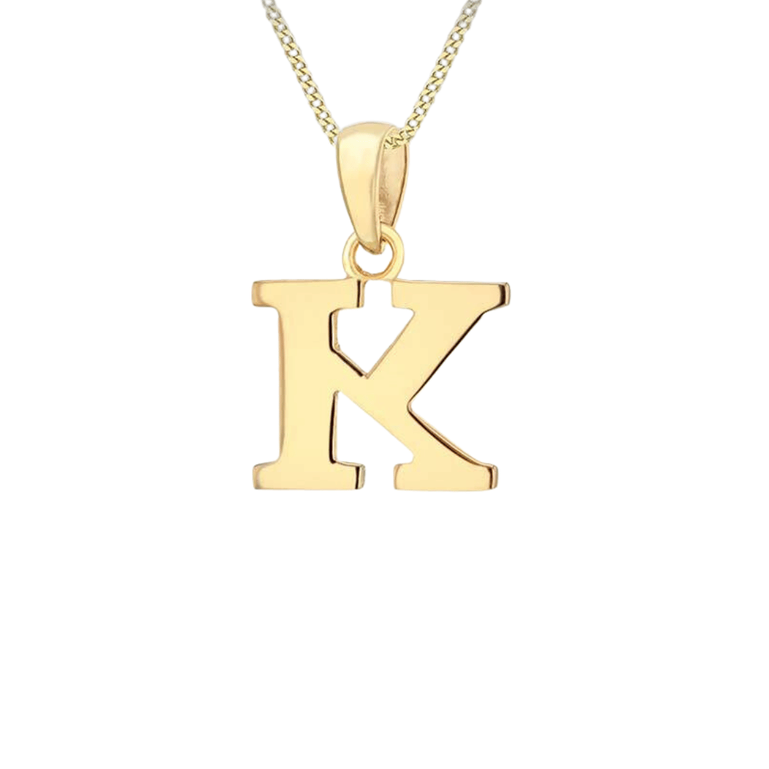 Ór Collection 9ct Gold 'K' Initial Necklace