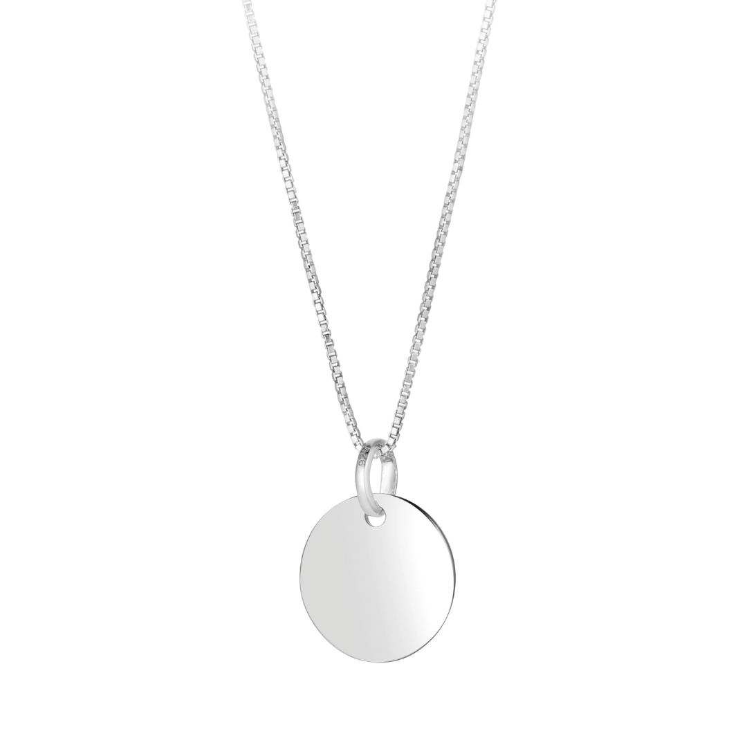 Silver 12mm Circular Disk Necklace