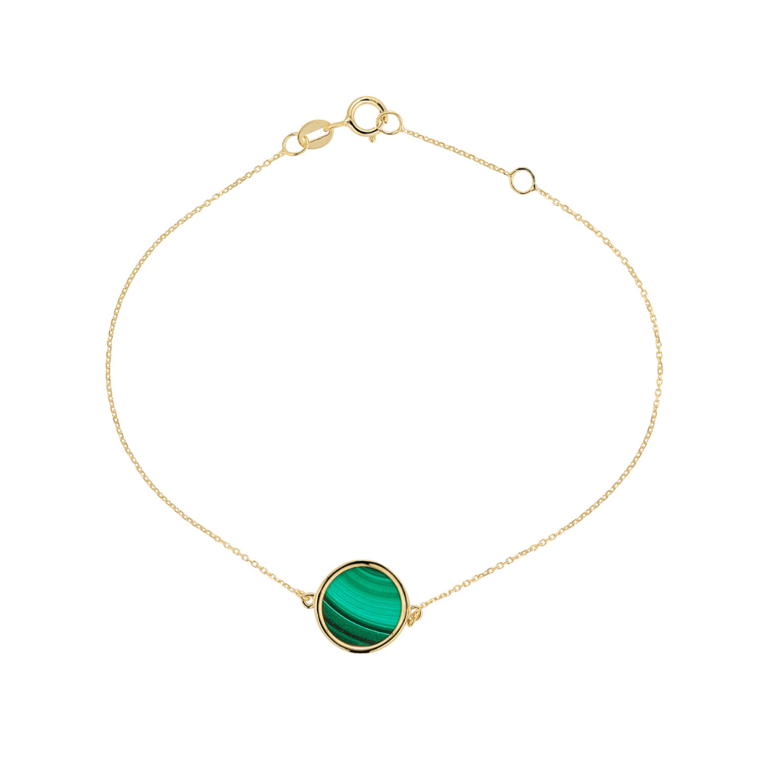 9ct Gold Malachite Disk Bracelet
