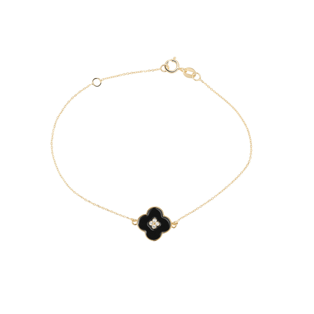 9ct Black Onyx Clover Bracelet