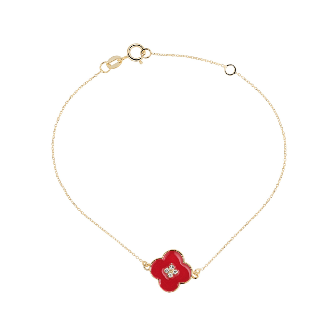 9ct Red Onyx Clover Bracelet