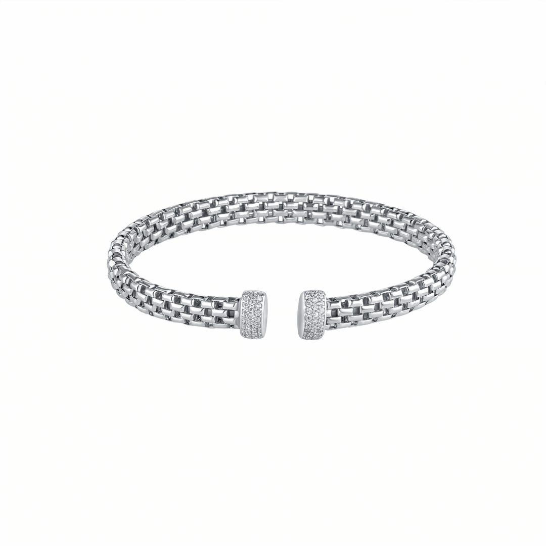 Silver Cubic Zirconia Mesh Bangle