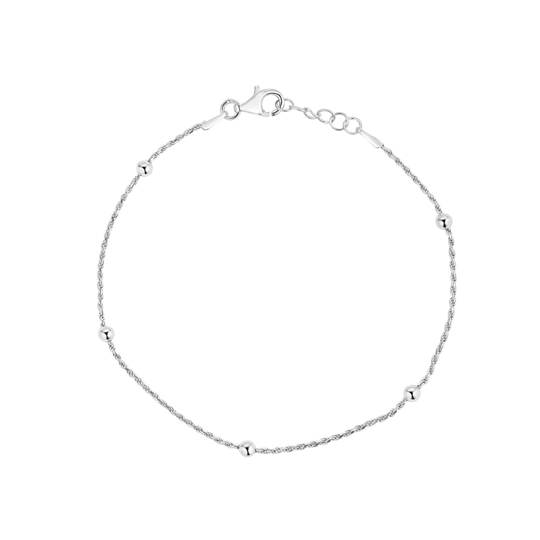 Silver Ball Roped Chain Bracelet