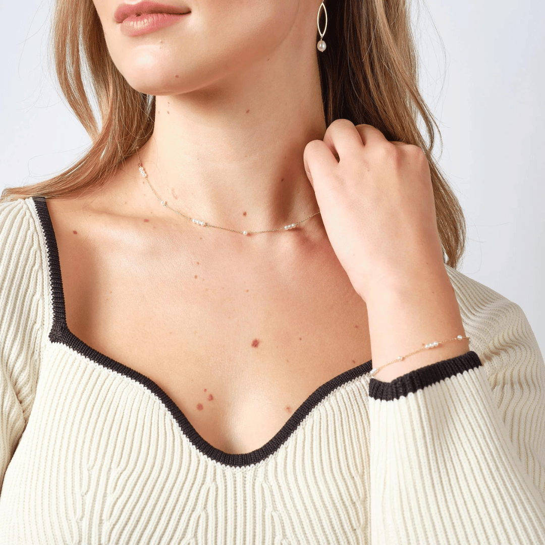 9ct Gold Pearl Cluster Necklace