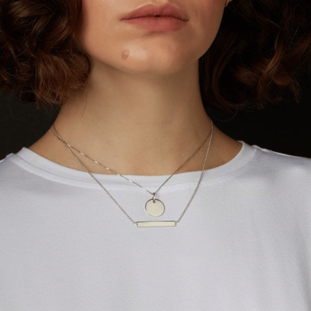 Silver 12mm Circular Disk Necklace